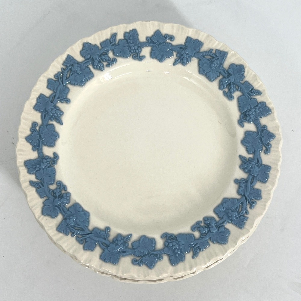 Wedgwood Queens Ware‎ Embossed Lavender Blue Cream 6 1/4" Bread Plates 7 Avail